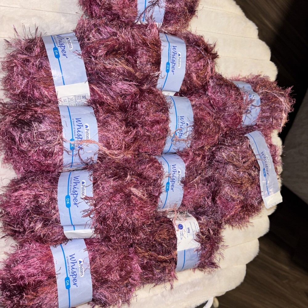 Lot of 11 Patons Whisper DK Yarn Skeins - Shade 00002 Dye Lot 3178 Discontinued